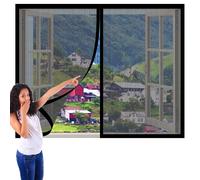 Cortinas Mosquitera Ventana 80 x 145 cm Mantiene Insectos, Moscas y Mosquitos Fuera Mosquiteras Ventanas Magnética Fácil de Ensamblar Autoadhesivo para Todas Las Ventanas, Negro
