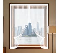 Cortinas Mosquitera Ventana 95 x 95 cm Protección Contra Mosquitos y Moscas Mosquitera Ventana Magnetica Lavables para Todas Las Ventanas Interiores y Exteriores, Blanco
