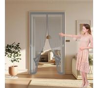 Cortinas Mosquiteras 110 x 145 cm Varios Tallas, Cierre Automático, No Requiere Herramientas, Mantiene El Aire Fresco Mosquitera Antimosquitos Imantada para Sala de Estar, Patio, Gris