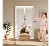 Cortinas Mosquiteras 130 x 135 cm Varios Tallas, Cierre Automático, No Requiere Herramientas, Mantiene El Aire Fresco Mosquitera Antimosquitos Imantada para Sala de Estar, Patio, Blanco