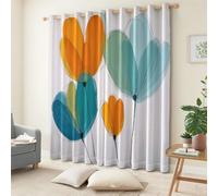 Cortinas Ocultantes de gran flor, naranja, verde azulado, 140 x 260 cm, suave y moderno, pintura abstracta minimalista aislante térmico ocupante cortinas 2 paneles para dormitorio y salón comedor