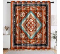 Cortinas opacas bohemias, con ojales, opacas, tradicionales, étnicas, tribales, geométricas, para decoración, salón, dormitorio, ventana, juego de 2 unidades, altura 160 x ancho 140 cm