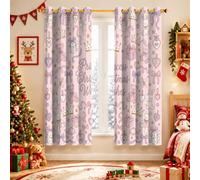 Cortinas opacas con diseño de corona de deseos de Navidad de princesa, 132 | Cajas de regalo, paneles de cortina de ventana, cintas festivas, estética de princesa fantástica, vestidor de ventana de