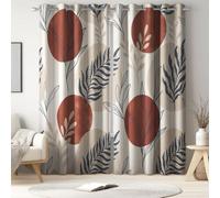 Cortinas opacas con ojales botánicos, diseño de ramas de hojas bohemias, cortinas de oscurecimiento de habitación, 228 cm de ancho x 182 cm de profundidad, 2 paneles, cortinas de ventana con