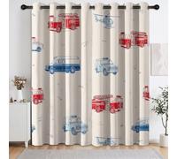 Cortinas opacas con ojales, diseño de caricatura de camión de bomberos, coche de policía, aislamiento térmico e insonorizado, cortinas de oscurecimiento para decoración de ventana de sala de estar
