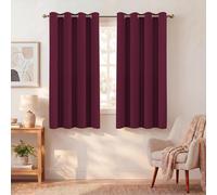 Cortinas opacas - Cortas - Cortinas térmicas - Para sala de estar - Color burdeos - Juego de 2 cortinas - Opacas - Aislamiento térmico