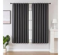 Cortinas opacas de color gris oscuro Unyqoos® (pack de 2) – 100% poliéster, con ojales ocultos y posibilidad de pasar una barra, bloquean hasta el 80% de la luz, con propiedades térmicas y aislantes d