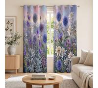 Cortinas Opacas De Montaña De Plantas Naturales Flores Silvestres De Ensueño Hiprato | Juego De 2 Unidades,Cortinas Opacas Con Ojales,Púrpura,Aislamiento Térmico Para Salón Dormitorio,140Anx175Al Cm