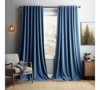 Cortinas opacas de terciopelo, con aislamiento térmico, juego de 2, color azul, medidas 305 cm de alto x 132 cm de ancho, con cinta para confeccionar cortinas con múltiples funciones, ideales para sal