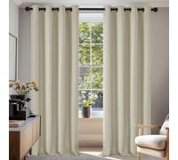Cortinas opacas Deconovo, color crema, con ojales, para bloquear la luz – Tamaño: 210 cm de alto x 140 cm de ancho (pack de 2)