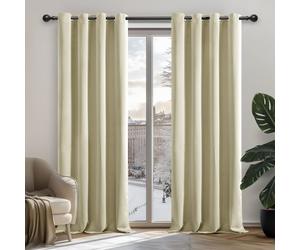 Cortinas opacas Deconovo Thermogardine, con ojales, cortas, color beige