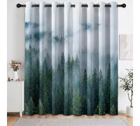 Cortinas opacas, diseño de bosque brumoso, con ojales, juego de 2 140 x 260 | Cortina suave térmica aislante y antiruito, cortinas impresas mar nubes montaña para dormitorio sala de estar