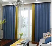 Cortinas opacas modernas, color azul lago y amarillo, de 97 x 137 cm (38 x 54 pulgadas)