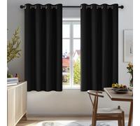 Cortinas opacas para sala de estar, cortas, con ojales, color