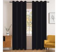 Cortinas opacas Unyqoos®, con aislamiento acústico y térmico, juego de 2 unidades. Fabricadas en poliéster con 8 ojales de acero inoxidable (diámetro 4 cm) por panel, repelentes al agua, reducen hasta