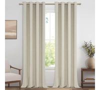 Cortinas opacas Unyqoos®, con aislamiento térmico, juego de 2 unidades, 140 x 245 cm – 100% opacas, aspecto de lino, bordes reforzados, ideales para dormitorios y salones, color marfil/oliva