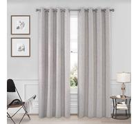 Cortinas opacas Unyqoos® con aspecto de lino – Juego de 2 unidades con ojales, aislantes térmicos y 100% opacas, con revestimiento posterior, 245 x 140 cm, color blanco roto, para dormitorios y habita