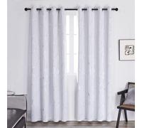 Cortinas opacas Unyqoos® con diseño de líneas – aislantes de luz, 100% poliéster con capa intermedia negra, ojales, 75 deniers x 300 deniers, 230 g/m², para salones y dormitorios