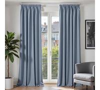 Cortinas opacas Unyqoos® con lazada, aspecto de lino, 2 unidades de 140 x 245 cm cada una, 100% opacas, fabricadas en poliéster, e incluyen 20 ganchos para cortinas
