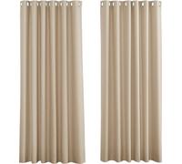 Cortinas opacas Unyqoos® con ojales, completamente opacas, con aislamiento térmico y acústico, juego de 2 unidades, color beige "Biscotti", 245 x 200 cm (alto x ancho)