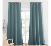 Cortinas opacas Unyqoos® con ojales, juego de 2, 245 x 140 cm, protección contra la luz del 85-95%, aislamiento térmico y acústico, 230 g/m², color azul glacial