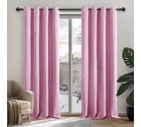 Cortinas opacas Unyqoos®, juego de 2 unidades, 55% algodón reciclado/45% poliéster, capa intermedia negra, 8 ojales metálicos de Ø4 cm, ideales para puertas de balcón y habitaciones infantiles, lavabl