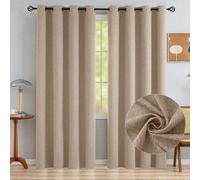 Cortinas opacas Unyqoos® (pack de 2) – Aspecto de lino, térmicas, 100% opacas, ojales de 4 cm de diámetro interior, altura 225 cm x ancho 140 cm, color lino, para salón, dormitorio o habitación infant
