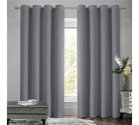 Cortinas opacas y aislantes acústicas Unyqoos® para dormitorios, juego de 2 unidades, con aislamiento térmico, de poliéster, color gris, 175 x 140 cm