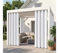 Cortinas para exteriores con ojales, cortinas impermeables para exteriores, protección contra la luz y los rayos UV, cortinas para pérgola, terraza, juego de 2 unidades, color blanco, dimensiones 132