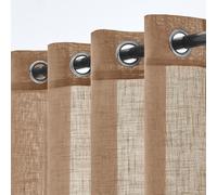Cortinas para puerta, cortinas de lino, diseño de cruz, semitransparentes, cortinas con aspecto de lino, cortinas para salón con ojales, cortinas modernas con ojales, cortinas con lazadas, pack de 2
