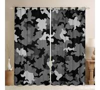 Cortinas para ventana de camuflaje, tamaño XXL, 260 x 140 cm, para amantes del ejército, buenas cortinas opacas, diseño moderno, multicolor, juego de 2 unidades para adultos y niños