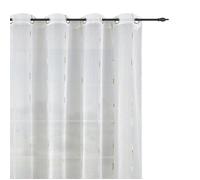 Cortinas Poliéster Translucidas Bordadas de un Visillo Modernas 150x260cm de Efecto Lino para Sala Cuarto Dormitorio Comedor Cocina Salón, Cocina Pack de 2 Piezas con Ojales Plateados.