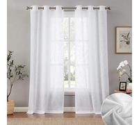 Cortinas semitransparentes Unyqoos® con aspecto de lino, juego de 2, 225 x 140 cm, 100% poliéster, con ojales – permiten el paso de la luz y son fáciles de cuidar, ideales para salones y dormitorios