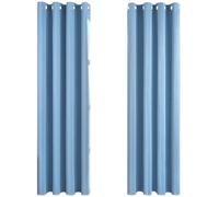 Cortinas térmicas oscurecedoras Unyqoos®, juego de 2, 260 x 140 cm, azul claro, 8 ojales metálicos – opacas y aislantes acústicamente, montaje sencillo