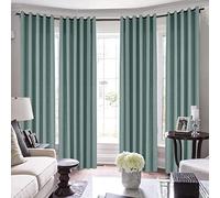 Cortinas texturizadas de lino y algodón extralargas color azul ahumado, 254 x 244 cm, elegante tratamiento de ventana para decoración del hogar, filtro de luz, diseño elegante, tela suave, cortinas