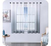 Cortinas traslúcidas Ibenzoa® con degradado de color – modernas y elegantes, juego de 2 unidades, 145 x 140 cm (alto x ancho), poliéster, 8 ojales metálicos de 4 cm de diámetro, para salón, dormitorio