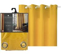 Cortinas Unyqoos® Atmosphera Lilou, juego de 2 unidades – 2 cortinas de 260 cm de largo x 140 cm de ancho, color ocre, confeccionadas en poliéster, con anillas metálicas, diseño elegante y caída suave