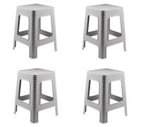 COSHANO 4X Taburete plástico Estilo ratán Moderno apilable para Interior y Exterior Fabricado en España - 36x36x45cm (4, Gris)