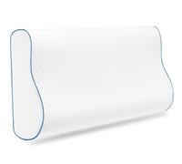 COSHANO Almohada Cervical Viscoelastica, Antiácaros, Antialérgica y Transpirable, Almohada Ortopédica para Cama, Ideal para Dolores de Cuello, Forro Antibacteriano Extraíble y Lavable (50x30x8/6)
