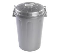 COSHANO Cubo de Basura con asa metálica 100L Litros Para exterior e interior almacenaje de agua - Fabricado en plástico Resistente. Ideal para el hogar, trabajo, hostelería, etc (Plata)