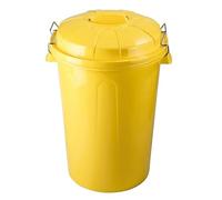 COSHANO Cubo de Basura con asa metálica 100L Litros Para exterior e interior almacenaje de agua - Fabricado en plástico Resistente. Ideal para el hogar, trabajo, hostelería, etc (Amarillo)