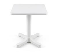 COSHANO Mesa de Jardín Cuadrada de Resina Auxiliar Exterior, Blanco | Desmontable, 60x60x72cm, Portátil, Fabricada en España, Camping, Terraza, Acampada, Playa