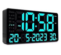COSHANO Reloj Pared o Mesa Digital Pantalla LCD Dia Fecha Hora Temporizador Led Display De Hora Minutos Y Temperatura, Alarma, configuración 12 Y 24 Horas (Led Azul)