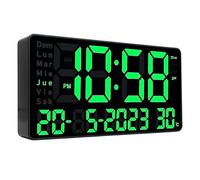 COSHANO Reloj Pared o Mesa Digital Pantalla LCD Dia Fecha Hora Temporizador Led Display De Hora Minutos Y Temperatura, Alarma, configuración 12 Y 24 Horas (Led Verde)