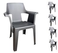COSHANO Set deSillas Plasticas para Terraza, Jardín, Patio, Playa, Camping, Exterior, Apilables, Estilo Moderno, Interior y Exterior (4X Gris Antracita)