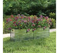 Cosisti Jardinera Elevada de Metal 160 x 40 x 45 cm Jardinera Exterior Grandes Macetero Grande de Exterior Cama Elevada de Jardín para Cultivo de Flores Plantas Hierbas Plateado