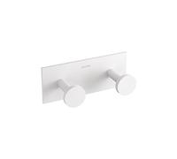COSMIC - Colgador Toalla Doble Baño | Acabado Blanco Mate | Fácil Instalación - Con y Sin Tornillos | Medidas 11 x 4,4 x 4,5 cm