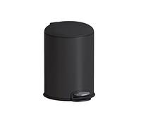 COSMIC Essentials Papelera de Baño y Cocina con Sistema de Pedal de Diseño Circular y 3L de Capacidad. Cubo de Basura con Tapa Pequeño para Aseo de Color Negro Mate