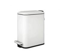 COSMIC Essentials Papelera de Baño y Cocina Con Sistema de Pedal de Diseño Moderno y 5L de Capacidad. Cubo de Basura Con Tapa Rectangular y Pequeño para Aseo. Color Blanco Mate