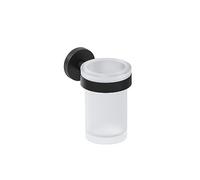 COSMIC Start Vaso Portacepillos de Pared para Baño de Diseño Minimalista. Instalación con Tornillería. Soporte para Cepillos de Dientes de Cristal de Color Negro Mate